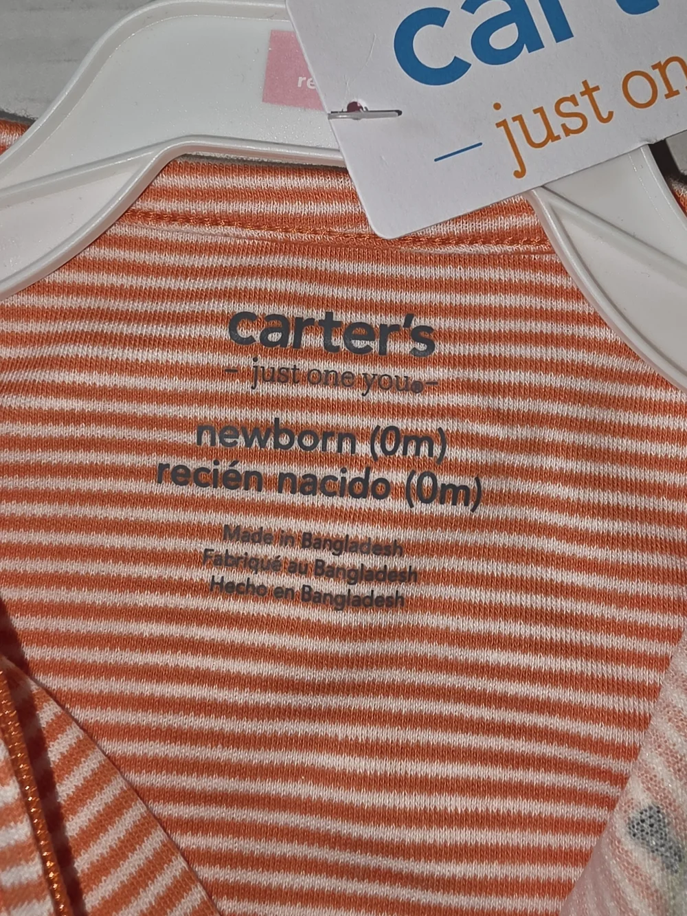 Carter's Orange and White Striped Halloween Footed One-Piece Sz 0 mnths Newborn